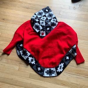 Red alpaca poncho